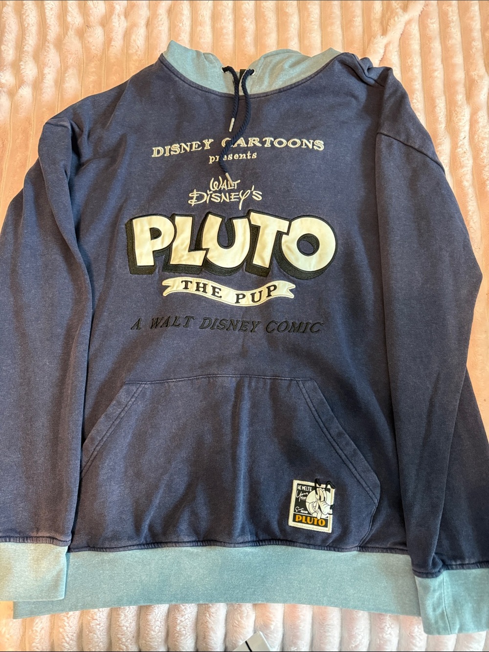 Disney Pluto Two-Tone Blue Hooded Sweatshirt-over sized
